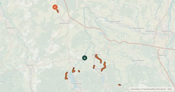 Kartenübersicht der Radroute Radverkehrsnetz Landkreis Miesbach
