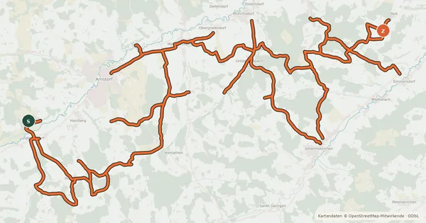 Kartenübersicht der Radroute Radverkehrsnetz Landkreis Rottal-Inn