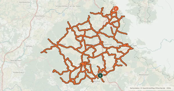 Kartenübersicht der Radroute Radverkehrsnetz Landkreis Wunsiedel