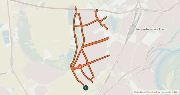 Kartenübersicht der Radroute Radverkehrsnetz LU-Gartenstadt