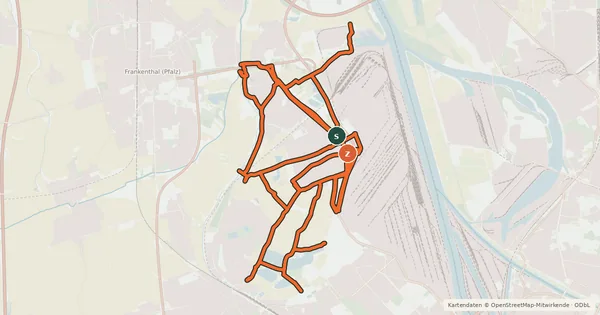 Kartenübersicht der Radroute Radverkehrsnetz LU-Oppau