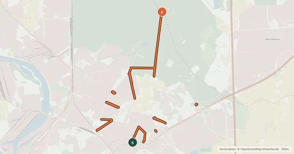 Kartenübersicht der Radroute Radverkehrsnetz Mannheim-Käfertal