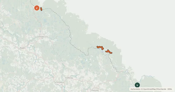Kartenübersicht der Radroute Radverkehrsnetz National Park Bayerischer Wald CZ