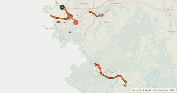Kartenübersicht der Radroute Radverkehrsnetz NRW