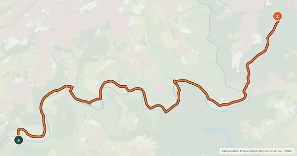 Kartenübersicht der Radroute Radverkehrsnetz NRW, Nesselrath-Solingen Rüden-Burg