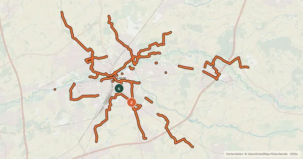 Kartenübersicht der Radroute Radverkehrsnetz NRW, Stadt Hamm
