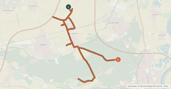 Kartenübersicht der Radroute Radverkehrsnetz RP-Böhl-Iggelheim