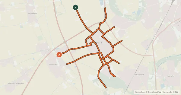 Kartenübersicht der Radroute Radverkehrsnetz RP-Mutterstadt