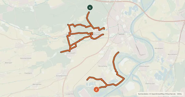 Kartenübersicht der Radroute Radverkehrsnetz RP-Römerberg-Dudenhofen