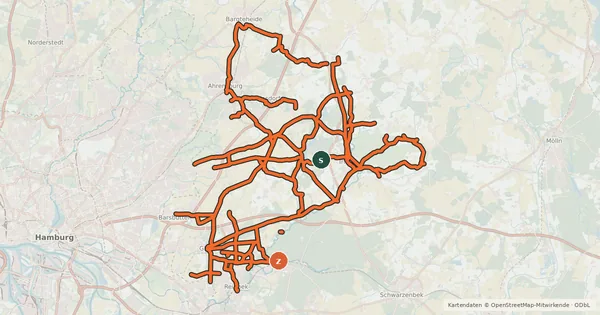Kartenübersicht der Radroute Radverkehrsnetz Stormarn