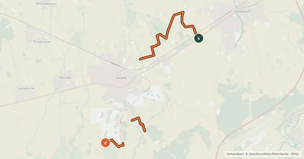 Kartenübersicht der Radroute Radwanderroute rund um Geseke