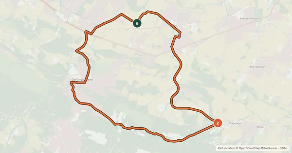 Kartenübersicht der Radroute Radwanderweg Oerlinghausen Oe 2