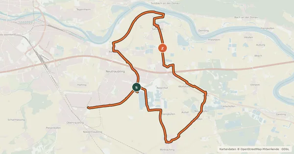 Kartenübersicht der Radroute Radwanderweg R7 (Landkreis Regensburg)