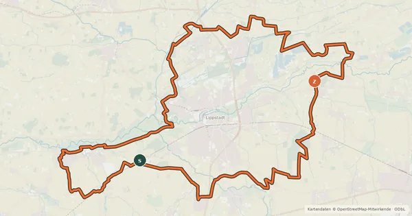 Kartenübersicht der Radroute Radwanderweg rund um Lippstadt