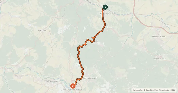 Kartenübersicht der Radroute Radwanderweg Tannhäuser