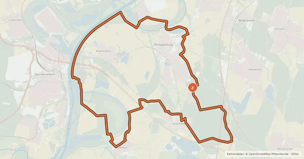 Kartenübersicht der Radroute Radwanderweg um Philippsburg - Route 1