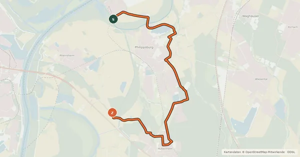 Kartenübersicht der Radroute Radwanderweg um Philippsburg - Route 3