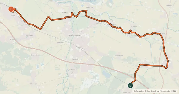 Kartenübersicht der Radroute Radweg 14