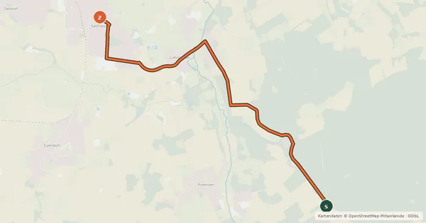 Kartenübersicht der Radroute Radweg 20