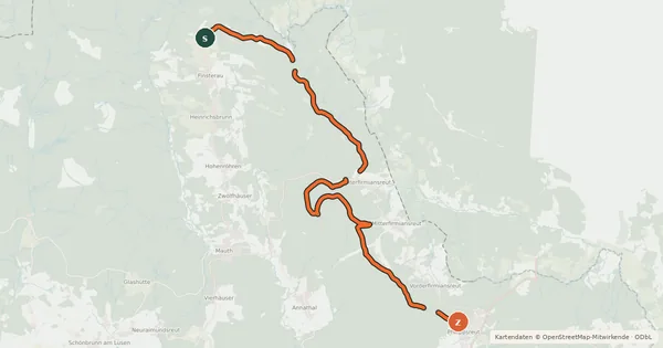 Kartenübersicht der Radroute Radweg