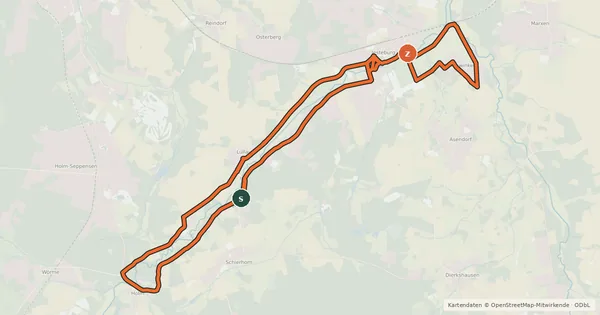 Kartenübersicht der Radroute Radweg 32