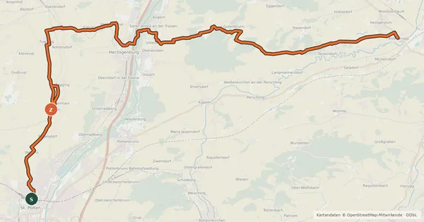 Kartenübersicht der Radroute Radweg 402