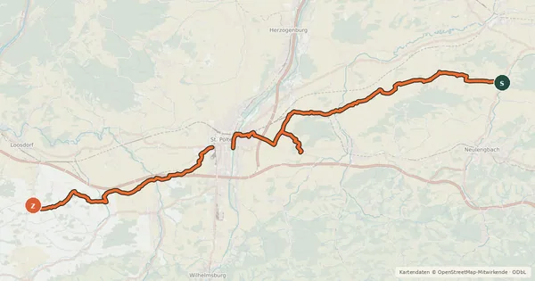 Kartenübersicht der Radroute Radweg 404