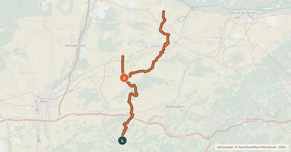 Kartenübersicht der Radroute Radweg 412