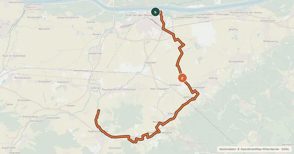 Kartenübersicht der Radroute Radweg 421