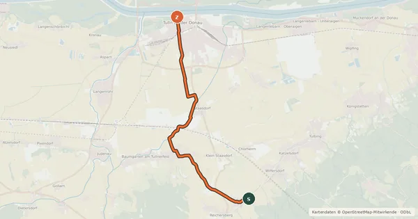 Kartenübersicht der Radroute Radweg 422