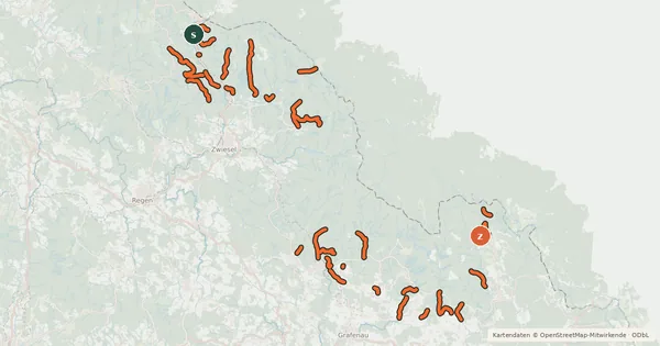 Kartenübersicht der Radroute Radweg