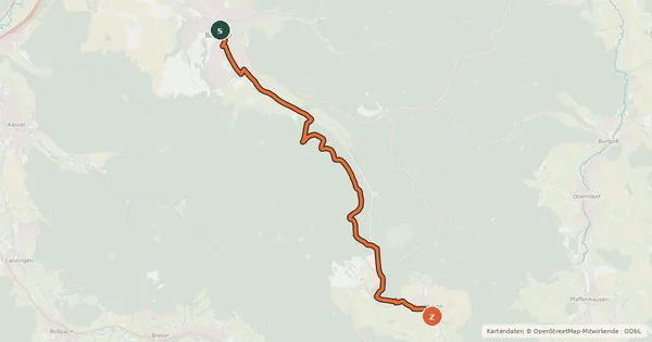 Kartenübersicht der Radroute Radweg Bad Orb - Lettgenbrunn