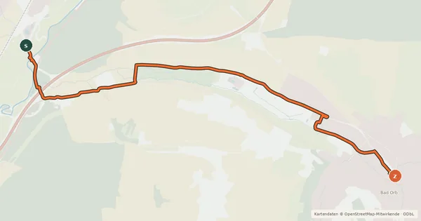 Kartenübersicht der Radroute Radweg Bad Orb - Wächtersbach - Gelnhausen