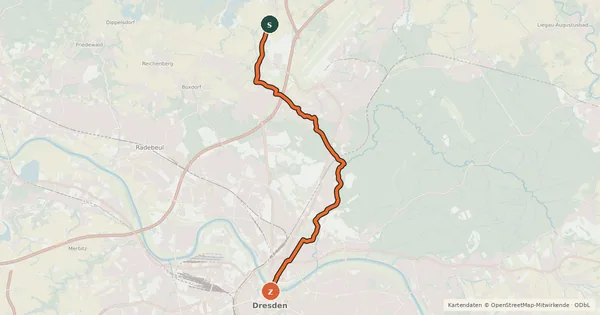 Kartenübersicht der Radroute Radweg Berlin-Dresden [SN-DD]