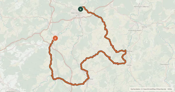 Kartenübersicht der Radroute Radweg Deutsche Einheit Point Alpha Schleife
