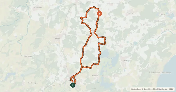 Kartenübersicht der Radroute Radweg E2 - Bad Endorf