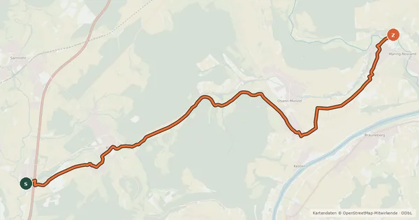Kartenübersicht der Radroute Radweg Esch - Maring-Noviand