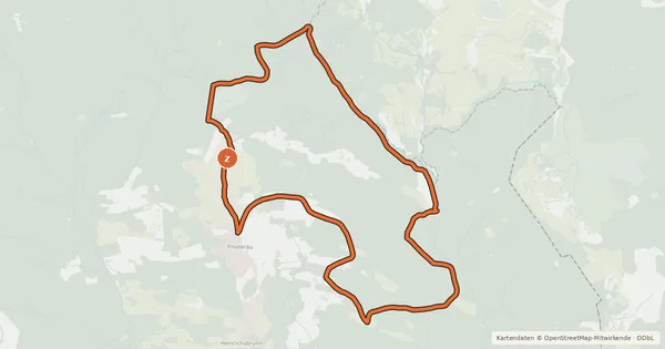 Kartenübersicht der Radroute Radweg Finsterau