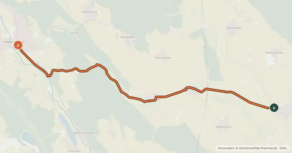 Kartenübersicht der Radroute Radweg Freden (Leine)-Altgandersheim