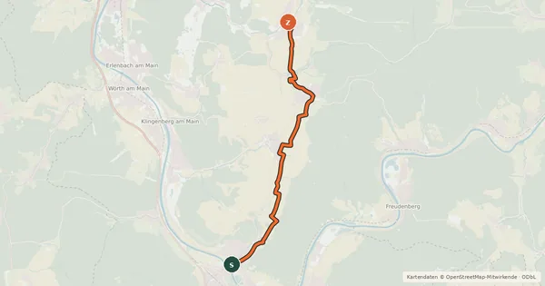 Kartenübersicht der Radroute Radweg Großheubach-Eschau