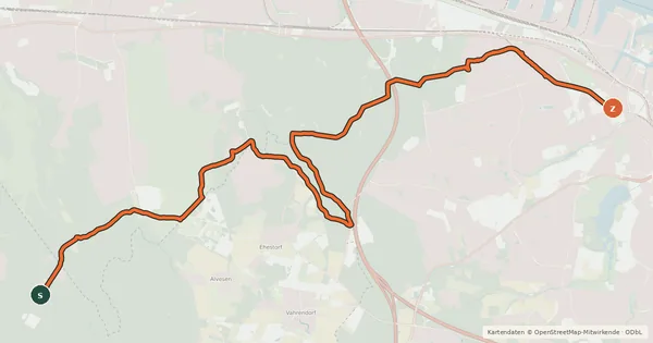 Kartenübersicht der Radroute Radweg "Harburger Berger"