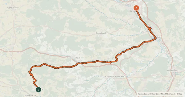 Kartenübersicht der Radroute Radweg Haslach-Reiche Ebrach