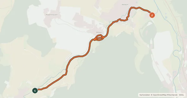 Kartenübersicht der Radroute Radweg Herpf-Walldorf