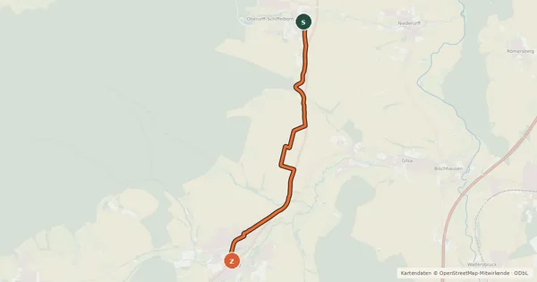 Kartenübersicht der Radroute Radweg Jesberg - Oberurff
