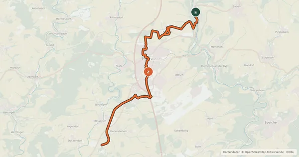Kartenübersicht der Radroute Radweg Kyll zur Nims