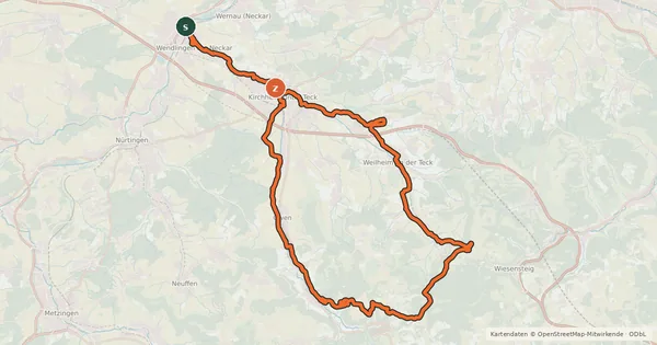 Kartenübersicht der Radroute Radweg Lauter Alb Lindach