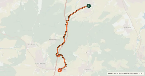 Kartenübersicht der Radroute Radweg Lehrensteinsfeld - Happenbach