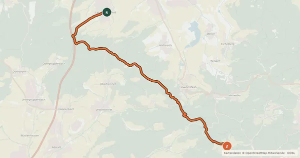 Kartenübersicht der Radroute Radweg Lehrensteinsfeld - Stocksberg