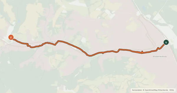 Kartenübersicht der Radroute Radweg Maria Gugging - Klosterneuburg