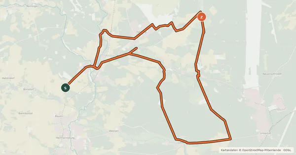 Kartenübersicht der Radroute Radweg Regionalschleife 2 Müden (Örtze)